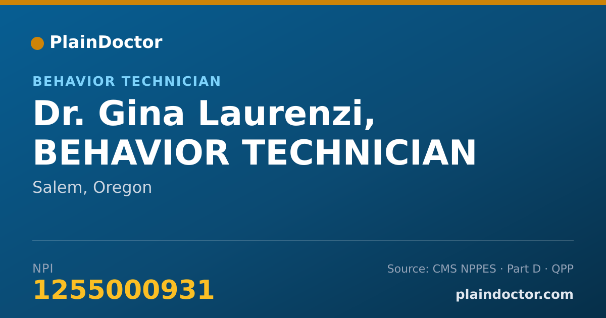 Shareable card for Gina Laurenzi, BEHAVIOR TECHNICIAN - Behavior Technician, Salem, OR