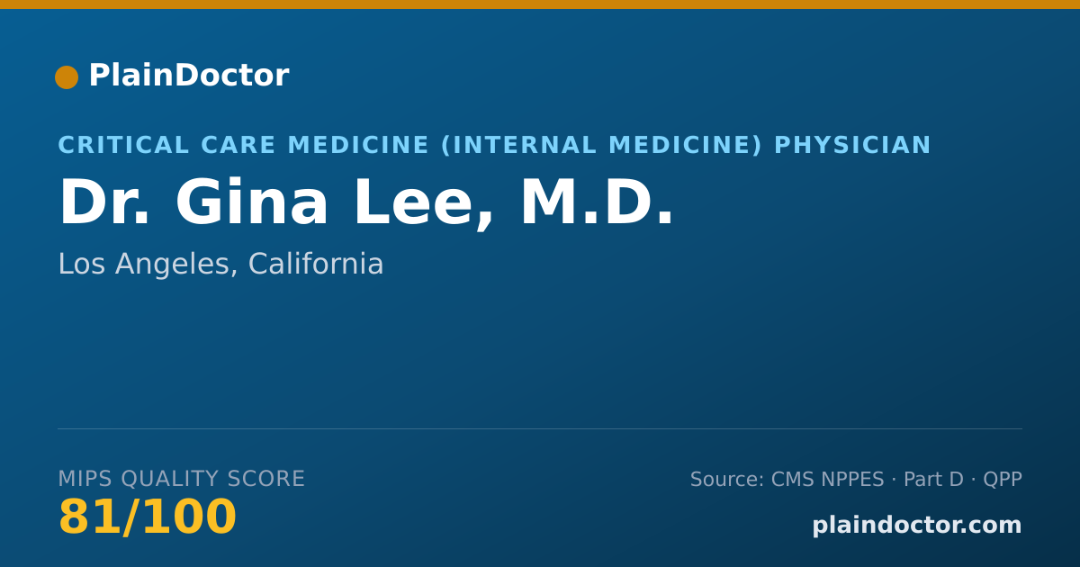 Shareable card for Gina Lee, M.D. - Critical Care Medicine (Internal Medicine) Physician, Los Angeles, CA