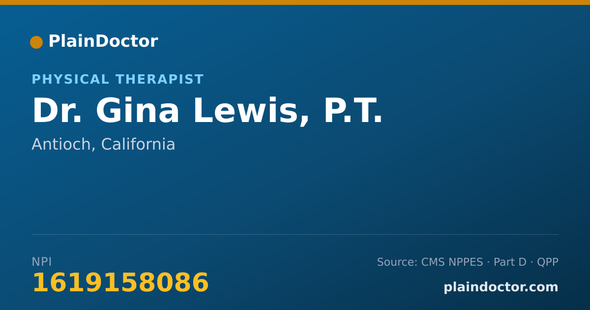 Shareable card for Gina Lewis, P.T. - Physical Therapist, Antioch, CA
