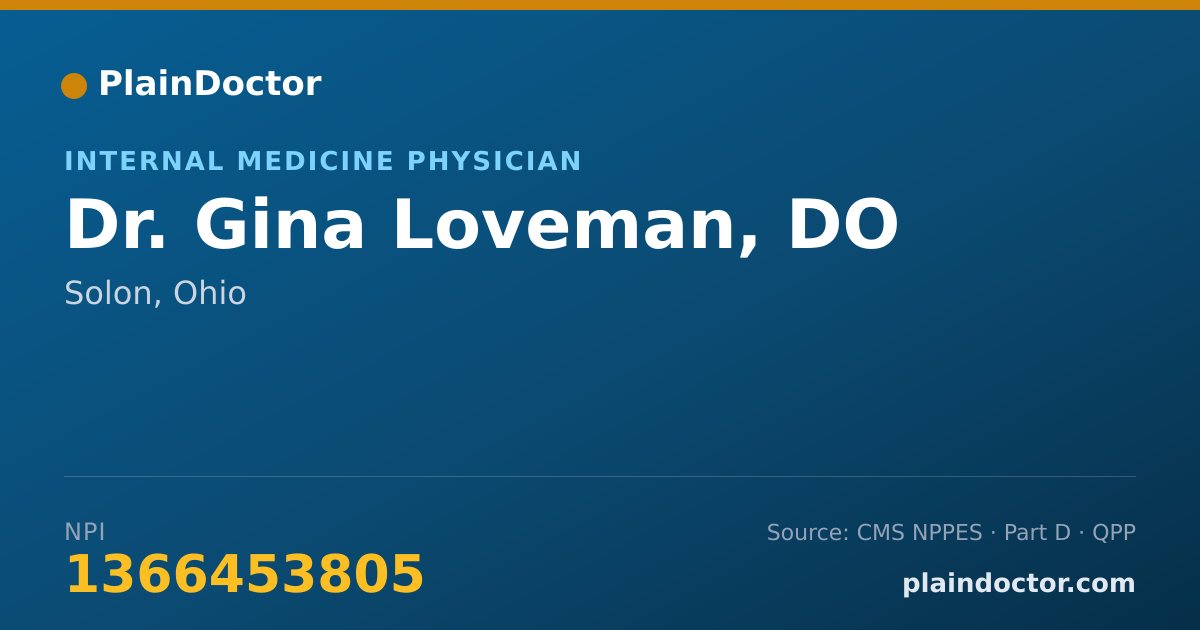 Shareable card for Gina Loveman, DO - Internal Medicine Physician, Solon, OH