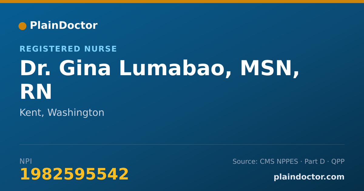 Shareable card for Gina Lumabao, MSN, RN - Registered Nurse, Kent, WA