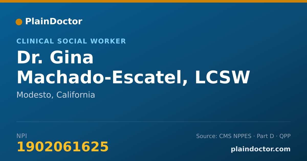 Shareable card for Gina Machado-Escatel, LCSW - Clinical Social Worker, Modesto, CA