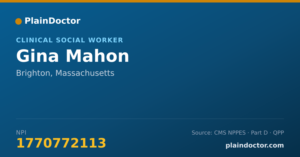 Shareable card for Gina Mahon - Clinical Social Worker, Brighton, MA