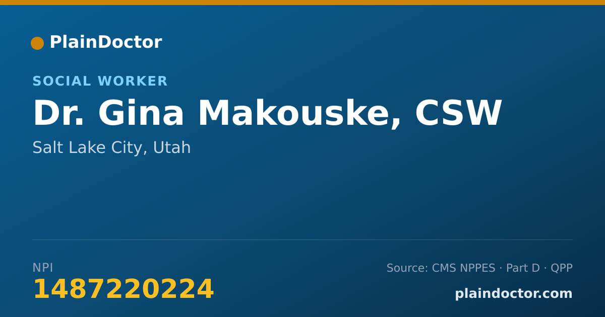 Shareable card for Gina Makouske, CSW - Social Worker, Salt Lake City, UT