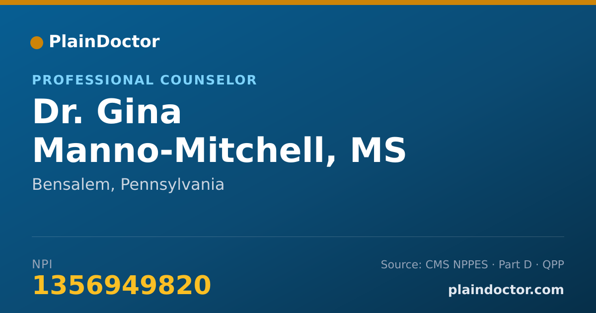 Shareable card for Gina Manno-Mitchell, MS - Professional Counselor, Bensalem, PA