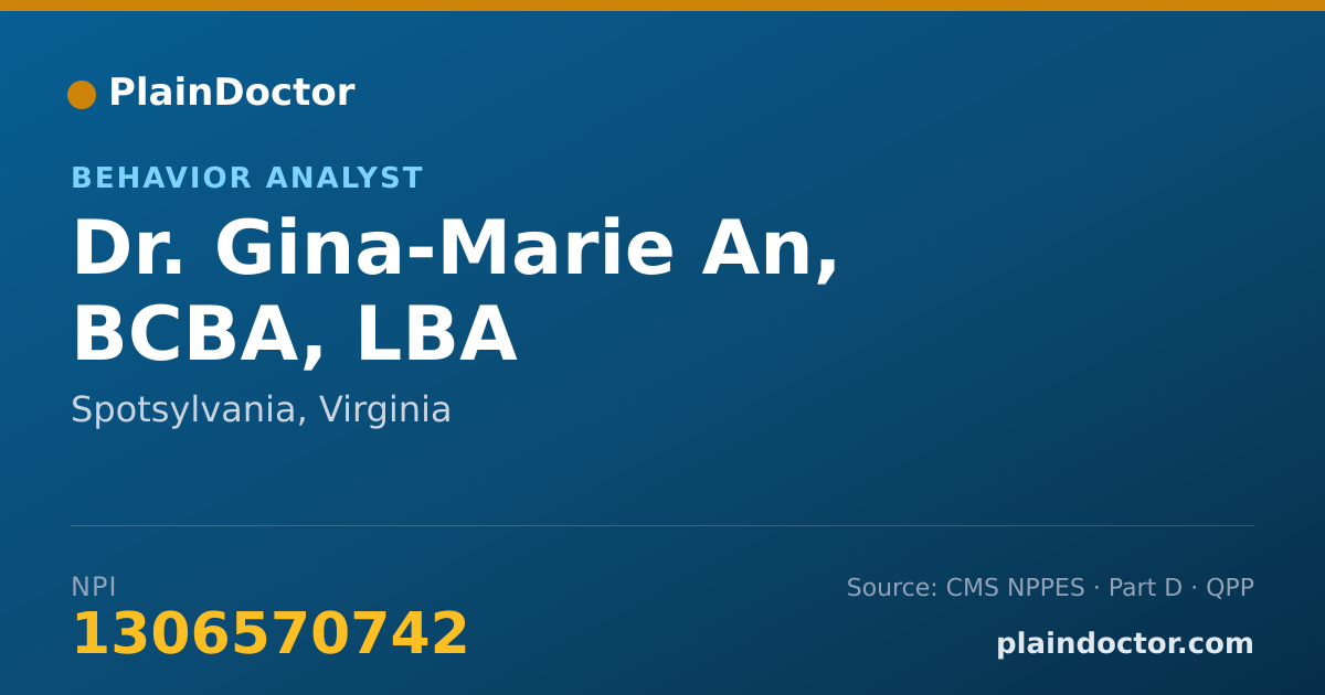 Shareable card for Gina-Marie An, BCBA, LBA - Behavior Analyst, Spotsylvania, VA