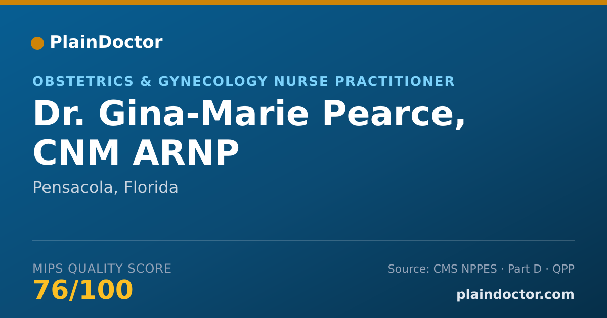 Shareable card for Gina-Marie Pearce, CNM ARNP - Obstetrics & Gynecology Nurse Practitioner, Pensacola, FL