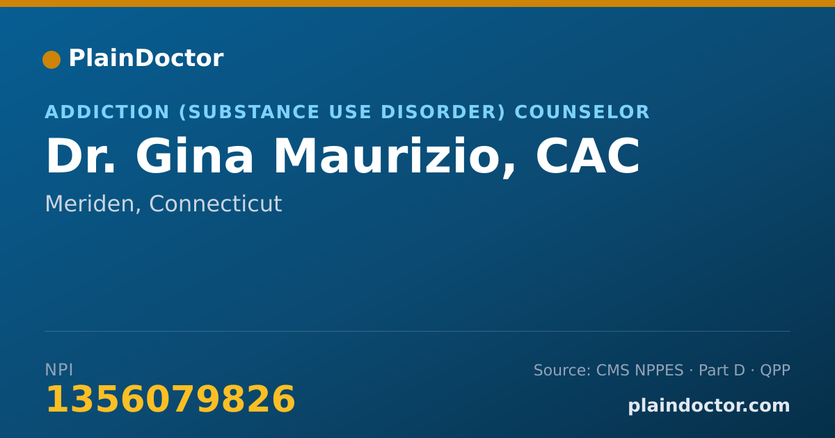 Shareable card for Gina Maurizio, CAC - Addiction (Substance Use Disorder) Counselor, Meriden, CT