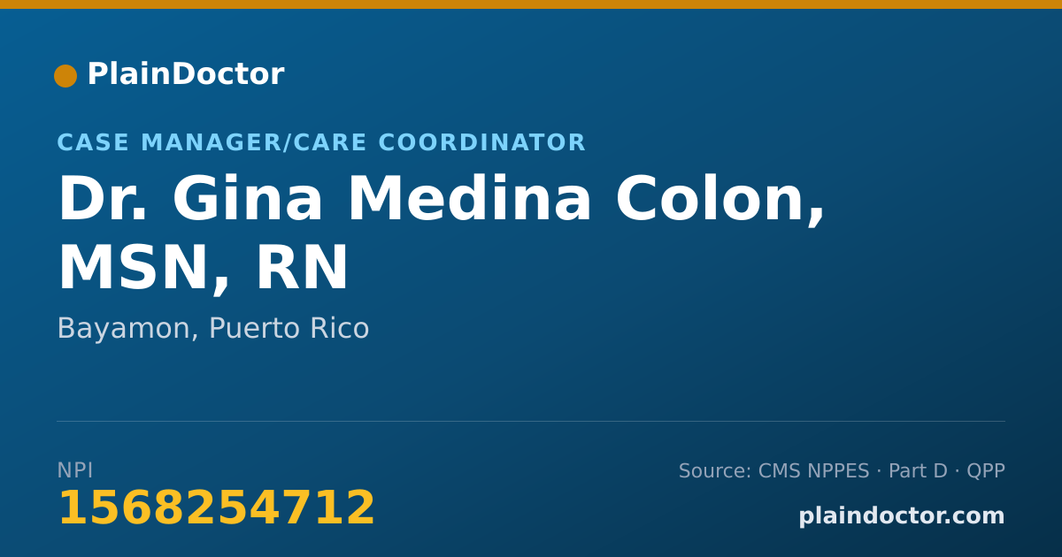 Shareable card for Gina Medina Colon, MSN, RN - Case Manager/Care Coordinator, Bayamon, PR
