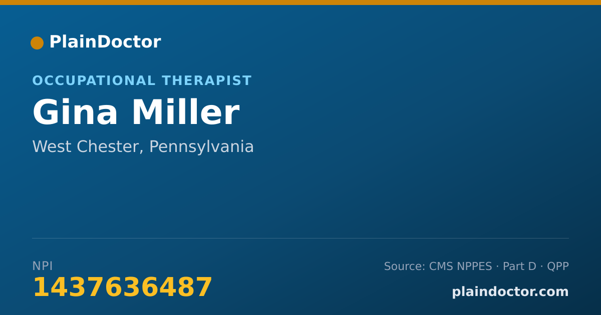 Shareable card for Gina Miller - Occupational Therapist, West Chester, PA