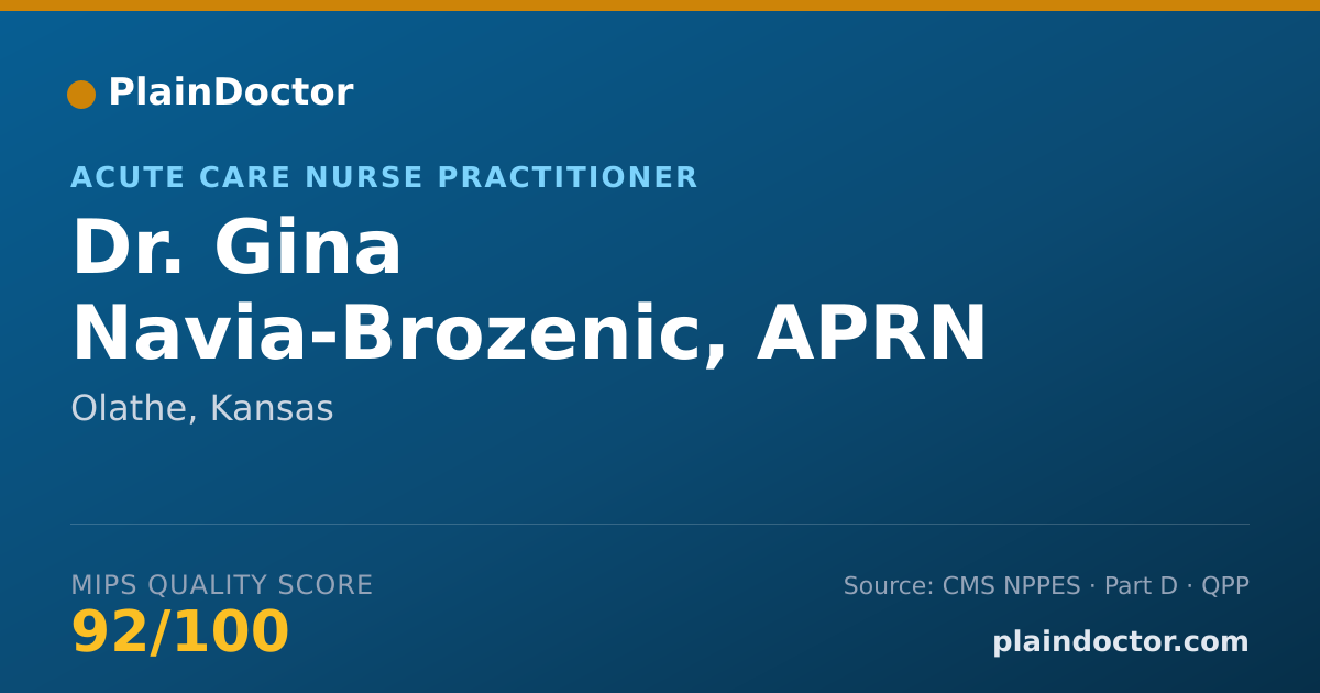 Shareable card for Gina Navia-Brozenic, APRN - Acute Care Nurse Practitioner, Olathe, KS