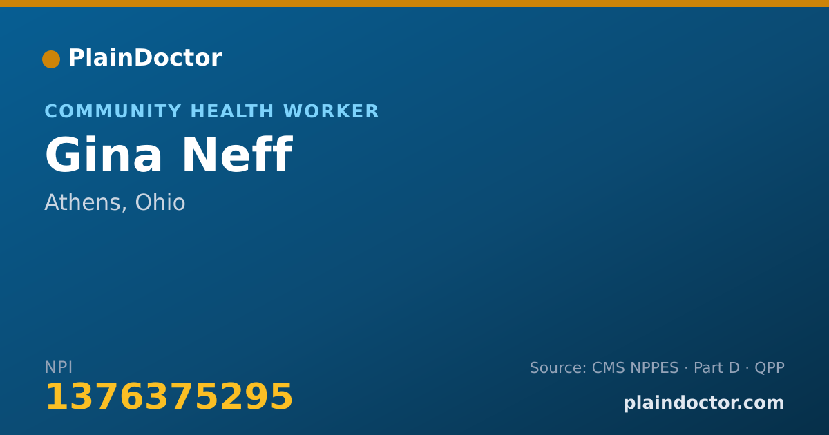 Shareable card for Gina Neff - Community Health Worker, Athens, OH