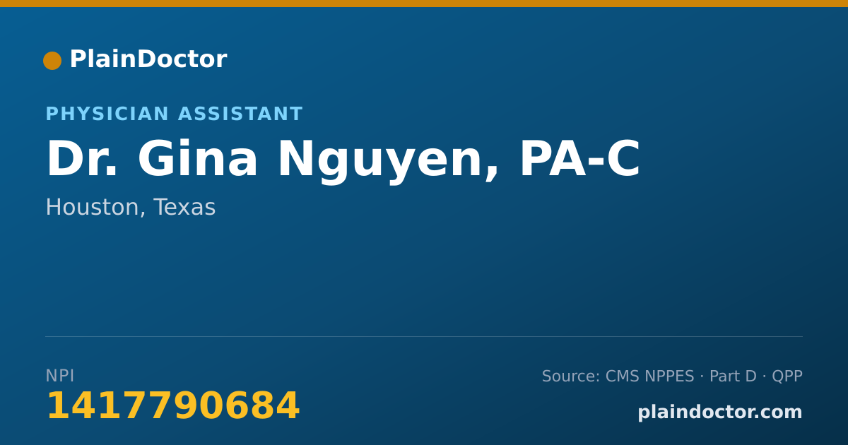 Shareable card for Gina Nguyen, PA-C - Physician Assistant, Houston, TX