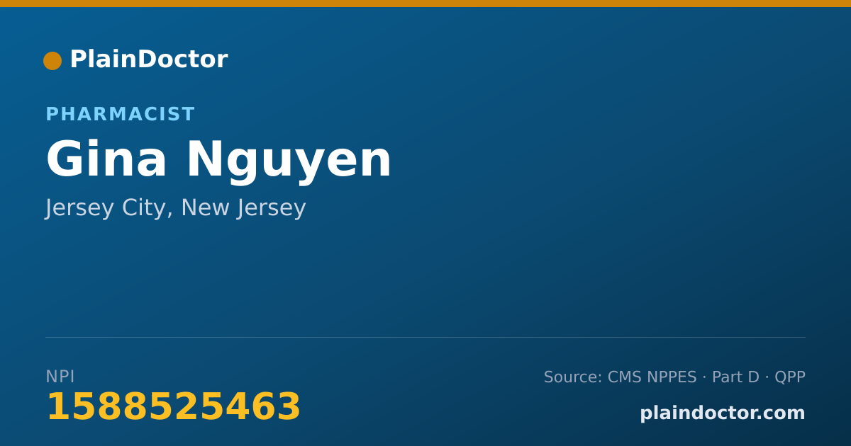 Shareable card for Gina Nguyen - Pharmacist, Jersey City, NJ
