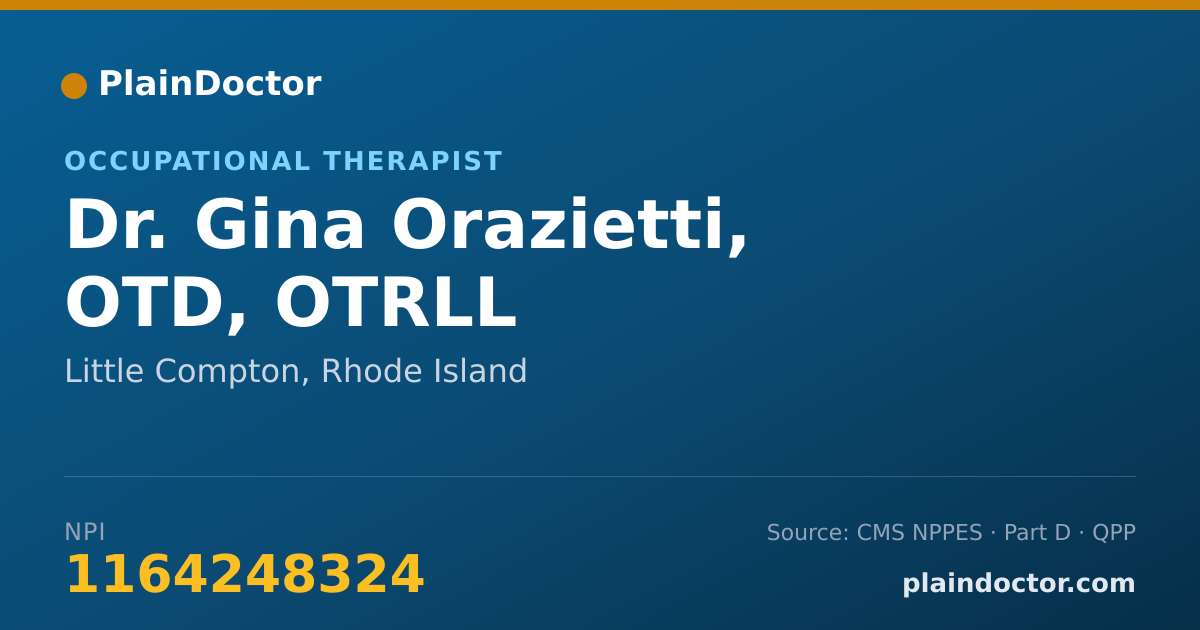 Shareable card for Gina Orazietti, OTD, OTRLL - Occupational Therapist, Little Compton, RI