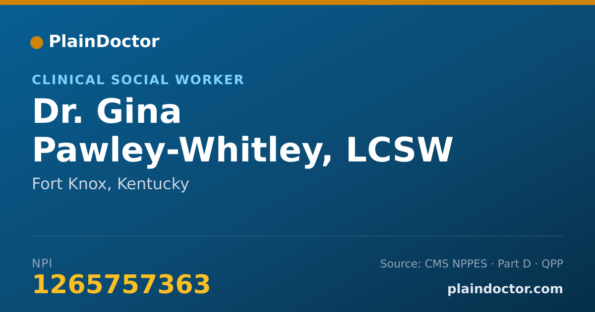 Shareable card for Gina Pawley-Whitley, LCSW - Clinical Social Worker, Fort Knox, KY