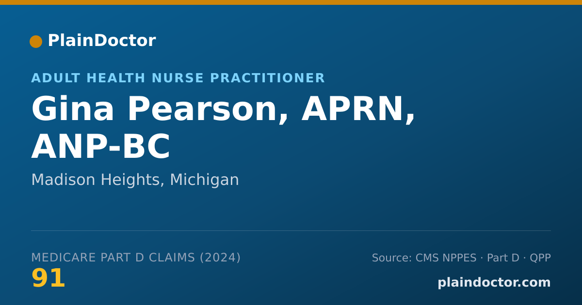 Shareable card for Gina Pearson, APRN, ANP-BC - Adult Health Nurse Practitioner, Madison Heights, MI