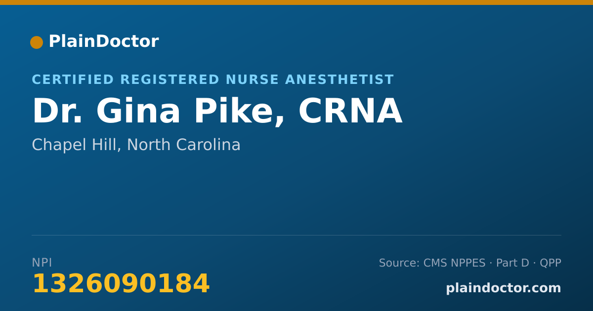 Shareable card for Gina Pike, CRNA - Certified Registered Nurse Anesthetist, Chapel Hill, NC