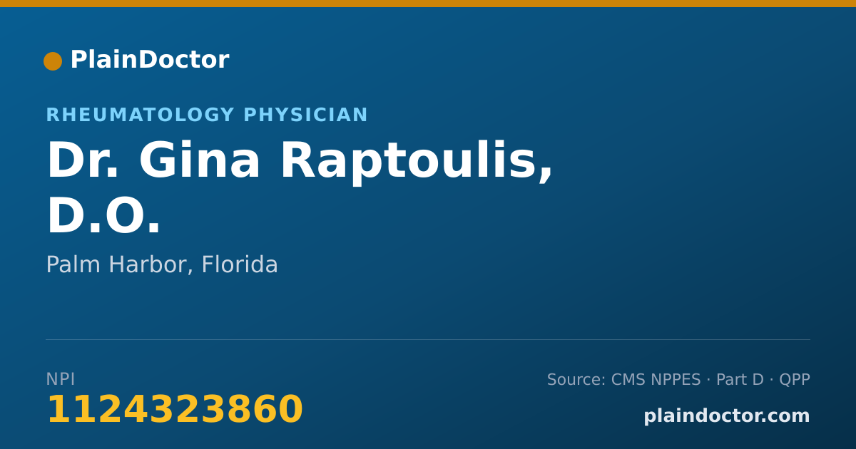 Shareable card for Gina Raptoulis, D.O. - Rheumatology Physician, Palm Harbor, FL