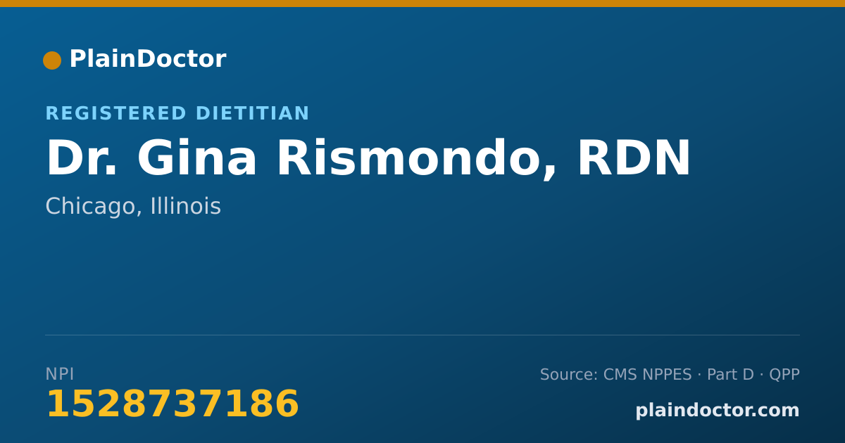 Shareable card for Gina Rismondo, RDN - Registered Dietitian, Chicago, IL
