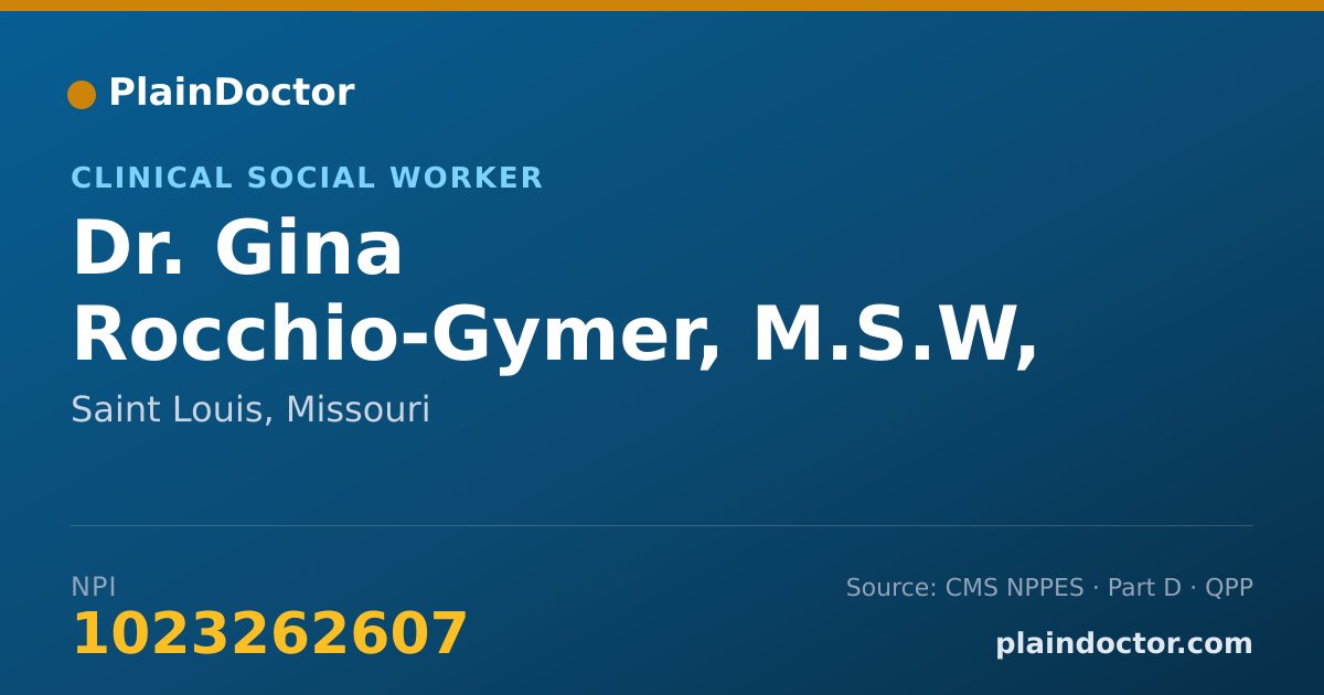 Shareable card for Gina Rocchio-Gymer, M.S.W, L.C.S.W - Clinical Social Worker, Saint Louis, MO
