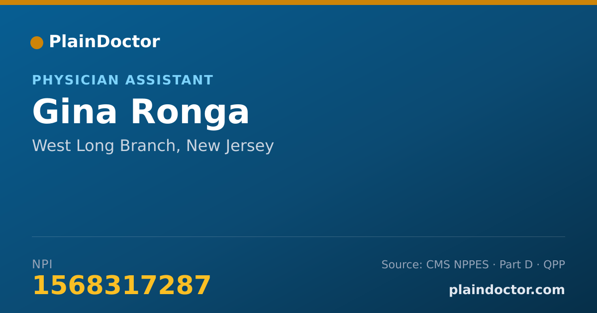 Shareable card for Gina Ronga - Physician Assistant, West Long Branch, NJ