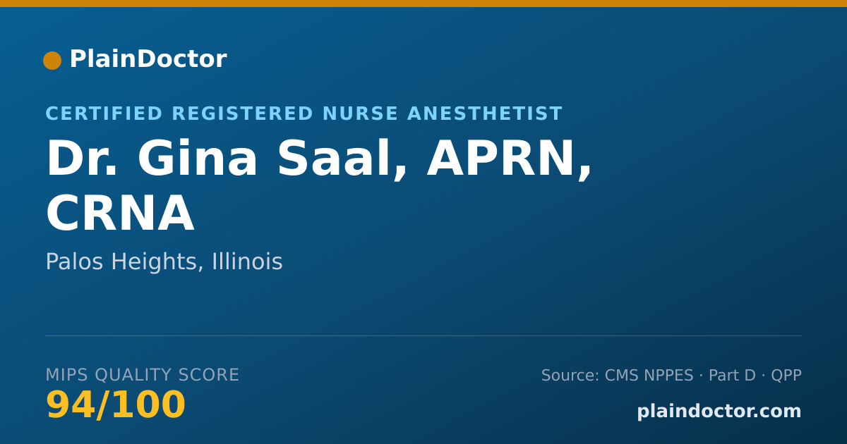 Shareable card for Gina Saal, APRN, CRNA - Certified Registered Nurse Anesthetist, Palos Heights, IL