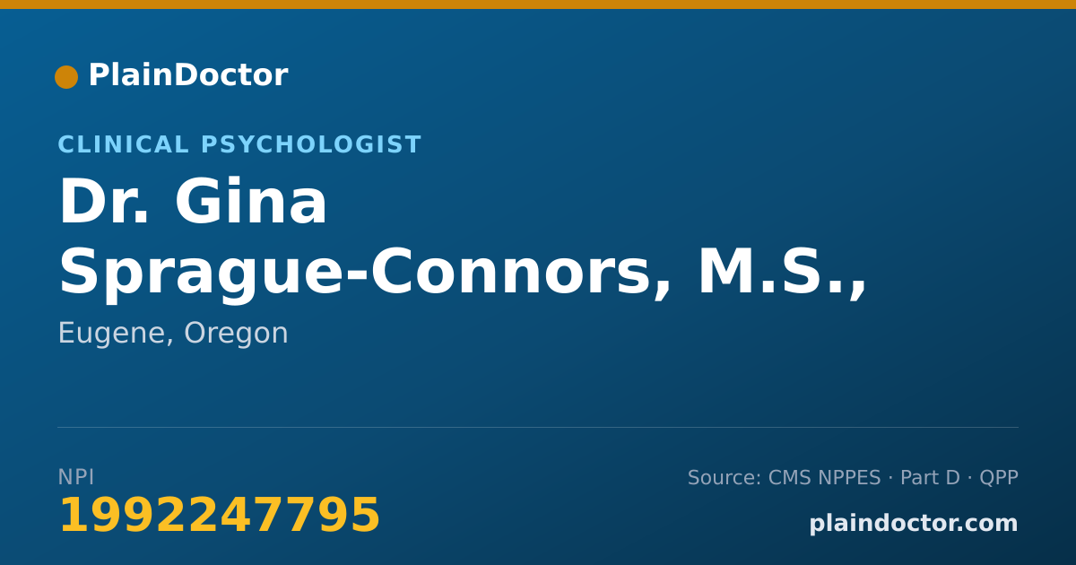 Shareable card for Gina Sprague-Connors, M.S., M.A., PSY.D. - Clinical Psychologist, Eugene, OR