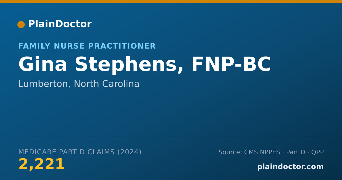 Shareable card for Gina Stephens, FNP-BC - Family Nurse Practitioner, Lumberton, NC