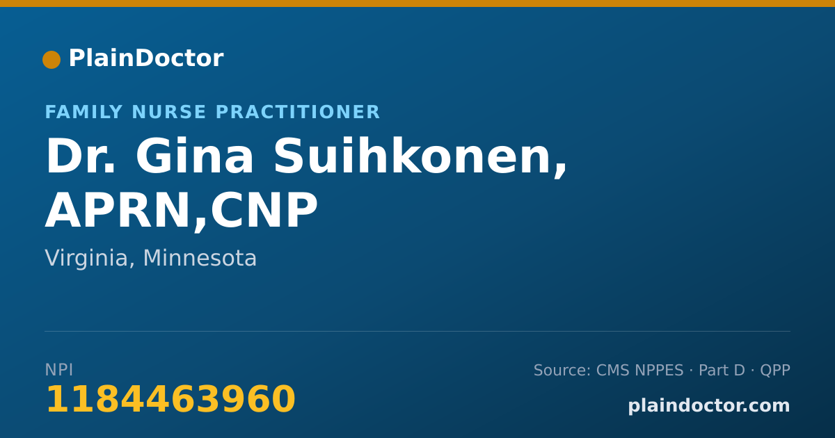 Shareable card for Gina Suihkonen, APRN,CNP - Family Nurse Practitioner, Virginia, MN
