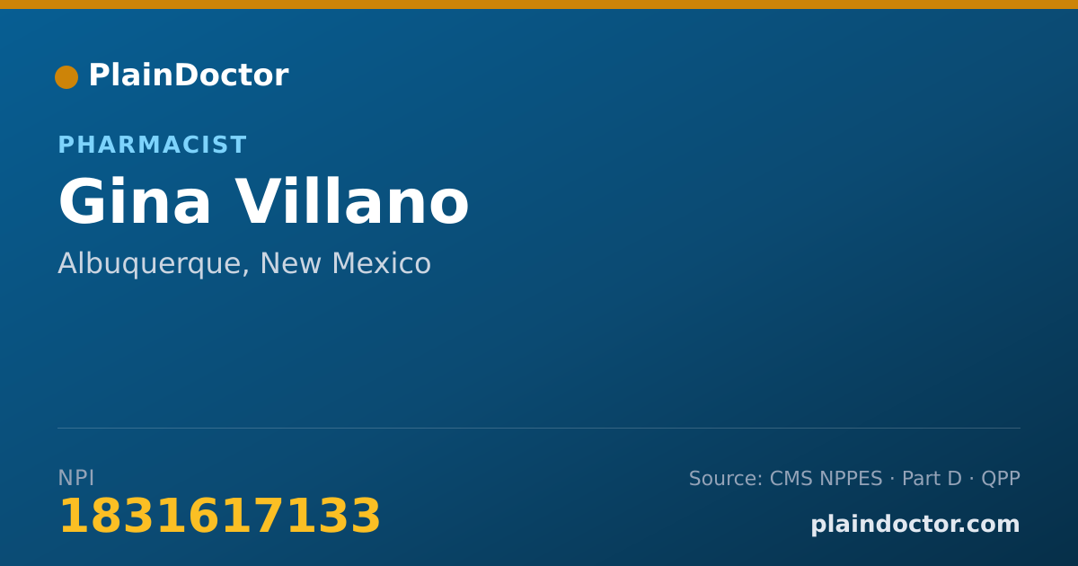 Shareable card for Gina Villano - Pharmacist, Albuquerque, NM