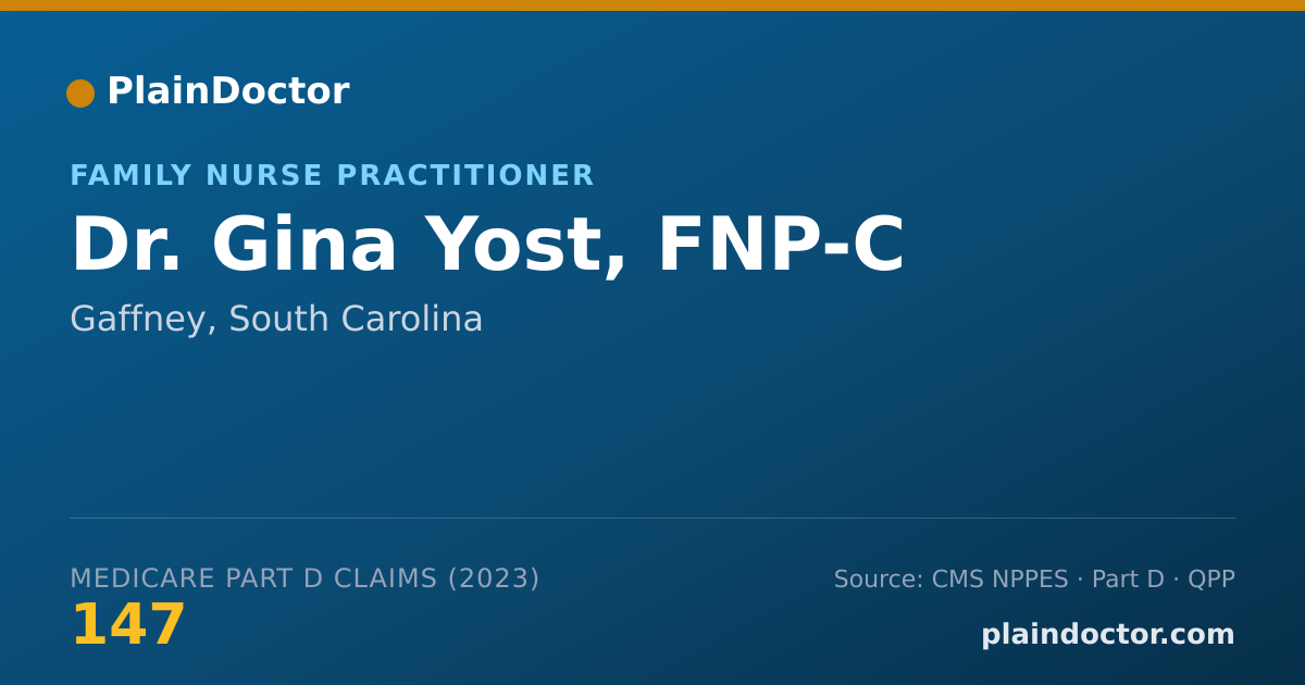 Shareable card for Gina Yost, FNP-C - Family Nurse Practitioner, Gaffney, SC