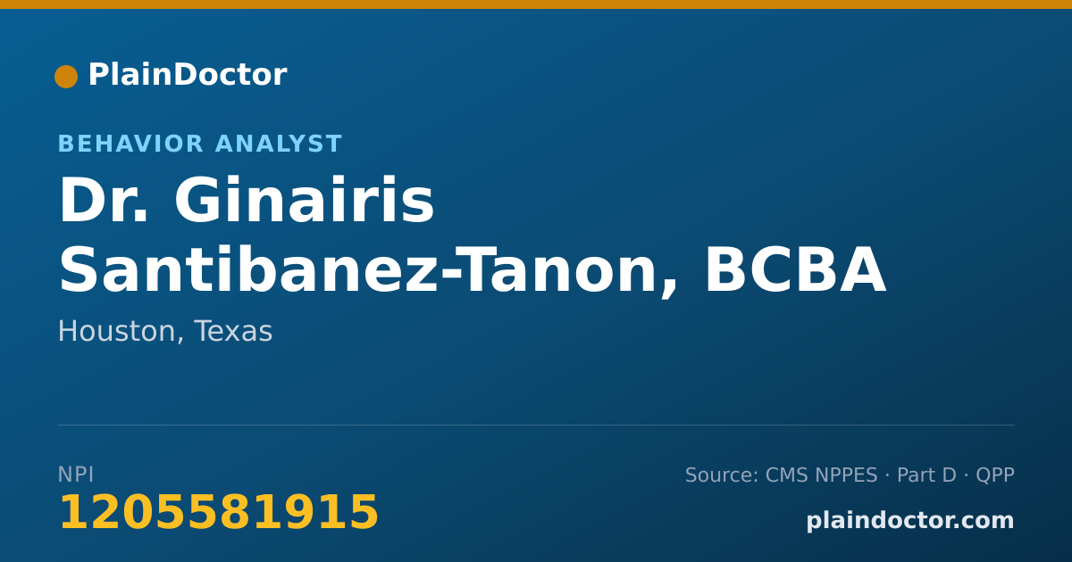 Shareable card for Ginairis Santibanez-Tanon, BCBA - Behavior Analyst, Houston, TX