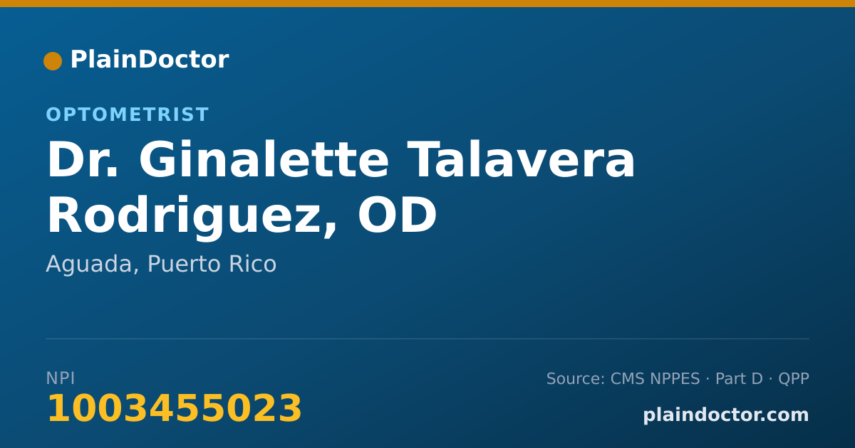 Shareable card for Ginalette Talavera Rodriguez, OD - Optometrist, Aguada, PR