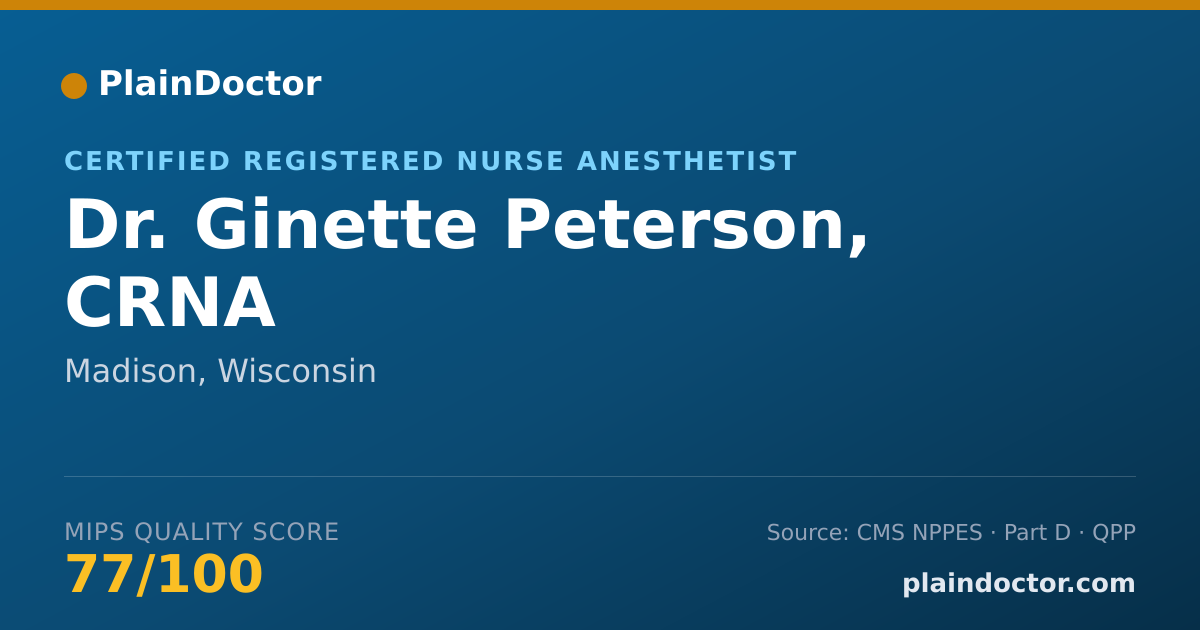 Shareable card for Ginette Peterson, CRNA - Certified Registered Nurse Anesthetist, Madison, WI