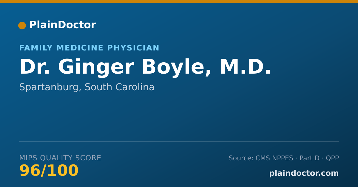 Shareable card for Ginger Boyle, M.D. - Family Medicine Physician, Spartanburg, SC