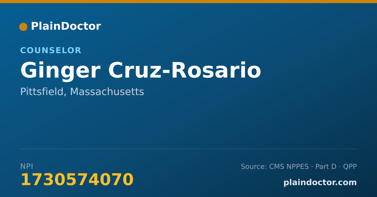 Shareable card for Ginger Cruz-Rosario - Counselor, Pittsfield, MA