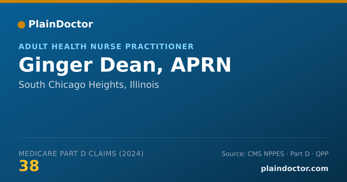 Shareable card for Ginger Dean, APRN - Adult Health Nurse Practitioner, South Chicago Heights, IL