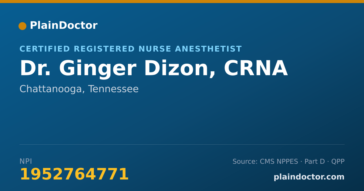 Shareable card for Ginger Dizon, CRNA - Certified Registered Nurse Anesthetist, Chattanooga, TN