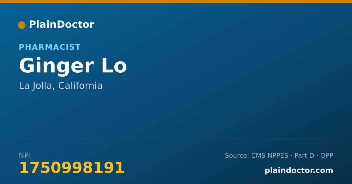 Shareable card for Ginger Lo - Pharmacist, La Jolla, CA