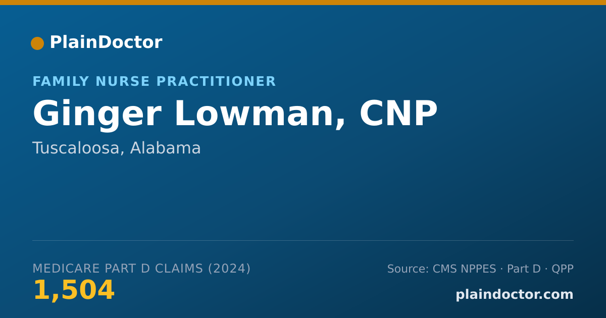 Shareable card for Ginger Lowman, CNP - Family Nurse Practitioner, Tuscaloosa, AL