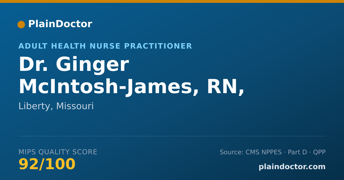Shareable card for Ginger McIntosh-James, RN, BC, ANP - Adult Health Nurse Practitioner, Liberty, MO