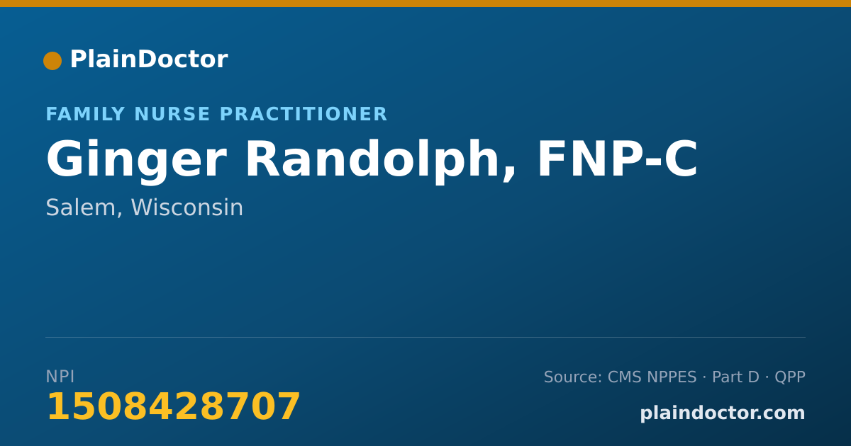 Shareable card for Ginger Randolph, FNP-C - Family Nurse Practitioner, Salem, WI