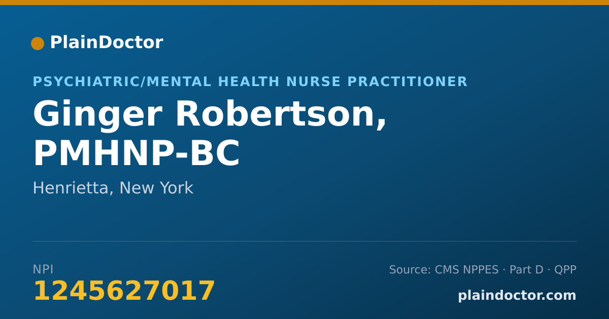 Shareable card for Ginger Robertson, PMHNP-BC - Psychiatric/Mental Health Nurse Practitioner, Henrietta, NY