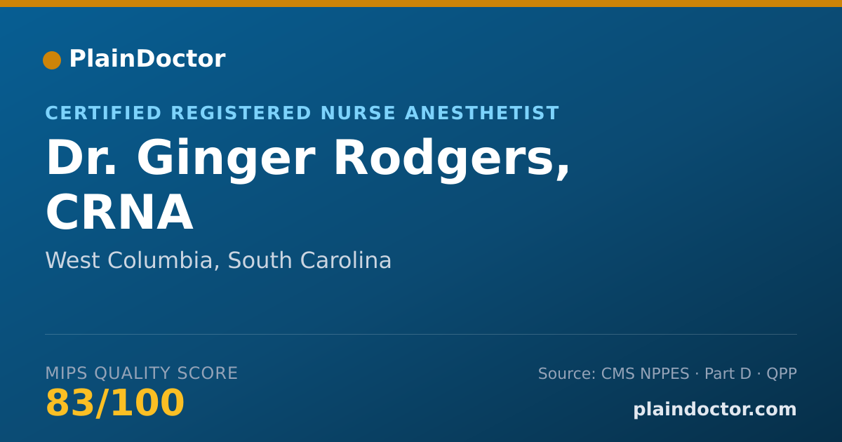Shareable card for Ginger Rodgers, CRNA - Certified Registered Nurse Anesthetist, West Columbia, SC