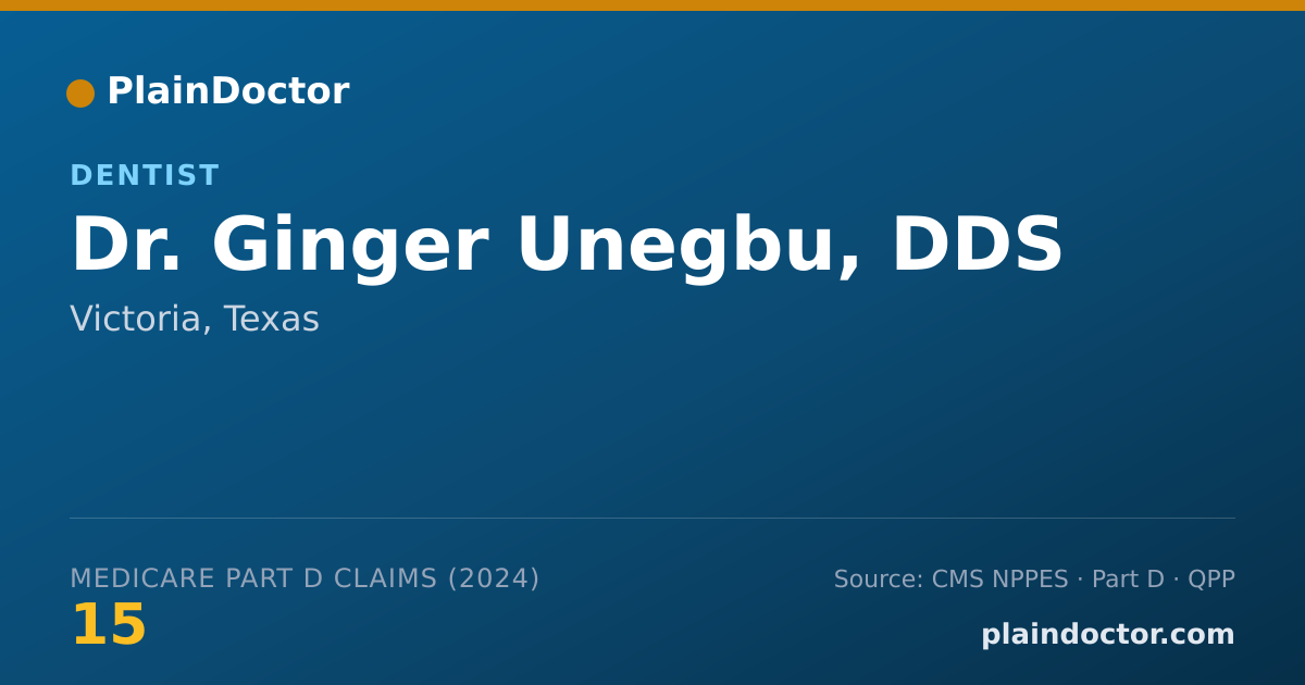 Shareable card for Ginger Unegbu, DDS - Dentist, Victoria, TX
