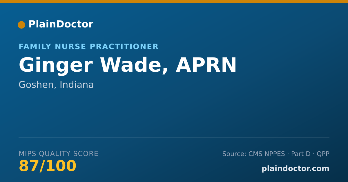 Shareable card for Ginger Wade, APRN - Family Nurse Practitioner, Goshen, IN