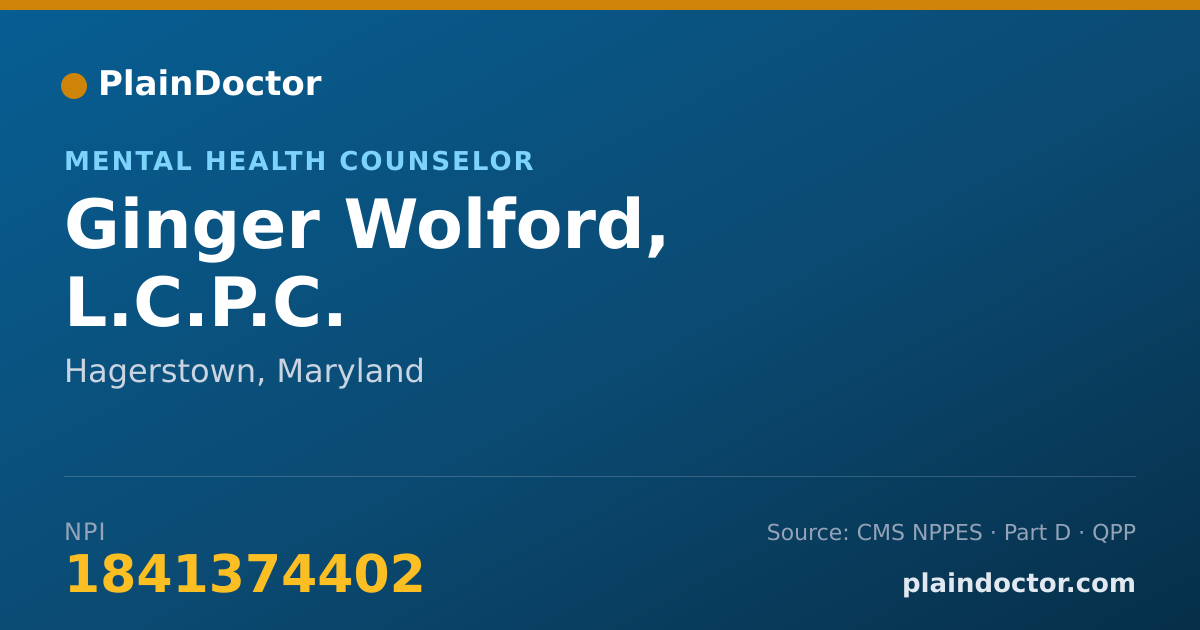 Shareable card for Ginger Wolford, L.C.P.C. - Mental Health Counselor, Hagerstown, MD
