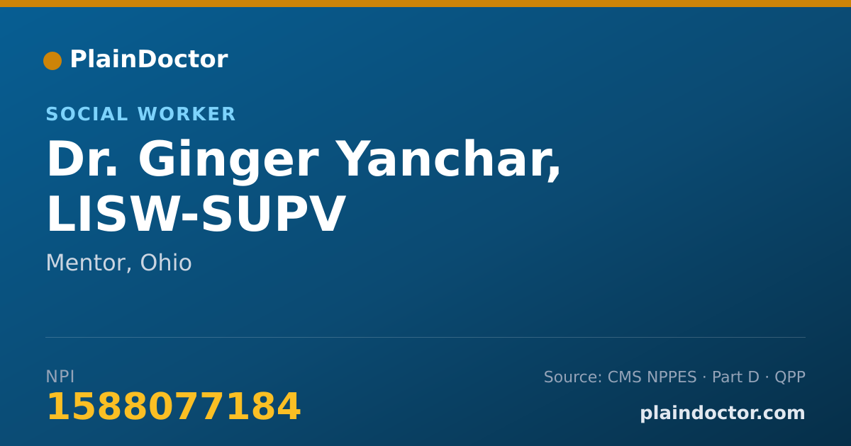 Shareable card for Ginger Yanchar, LISW-SUPV - Social Worker, Mentor, OH