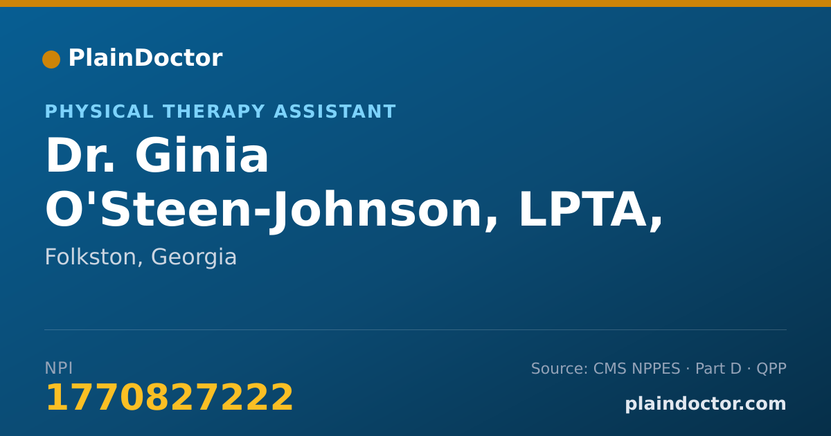 Shareable card for Ginia O'Steen-Johnson, LPTA, BS,MBA - Physical Therapy Assistant, Folkston, GA